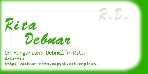 rita debnar business card